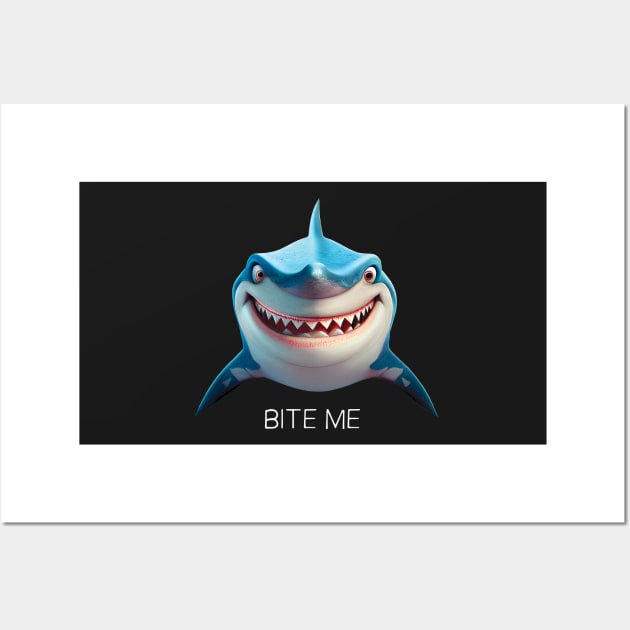 Bite Me Shark in Cartoon Style Wall Art by Geminiartstudio